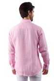 BARABAS Men's Linen Lightweight Button Down Long Sleeve Shirt 4B30 #Color_Pink