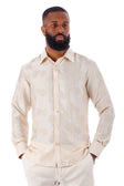 BARABAS Men's Floral Rose Button Down Long Sleeve Shirt 4B31 #Color_Beige