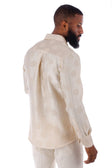 BARABAS Men's Floral Rose Button Down Long Sleeve Shirt 4B31 #Color_Beige