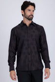 Barabas Men's Floral Rose Button Down Long Sleeve Shirt 4B31 #Color_Black