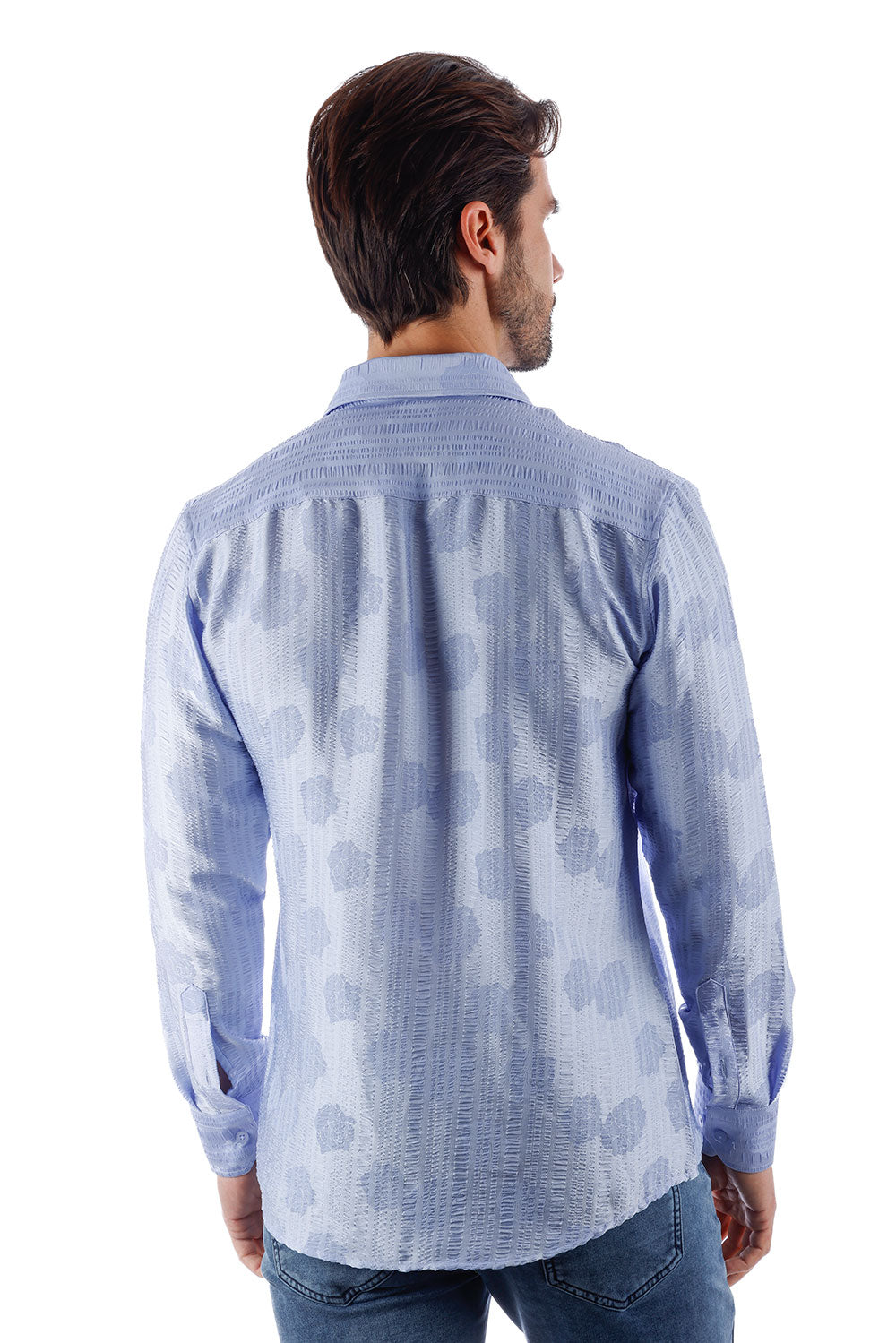 BARABAS Men's Floral Rose Button Down Long Sleeve Shirt 4B31 Blue
