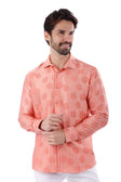 BARABAS Men's Floral Rose Button Down Long Sleeve Shirt 4B31 #Color_Coral