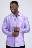 BARABAS Men's Floral Rose Button Down Long Sleeve Shirt 4B31 #Color_Lilac