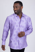 Barabas Men's Floral Rose Button Down Long Sleeve Shirt 4B31 #Color_Lilac