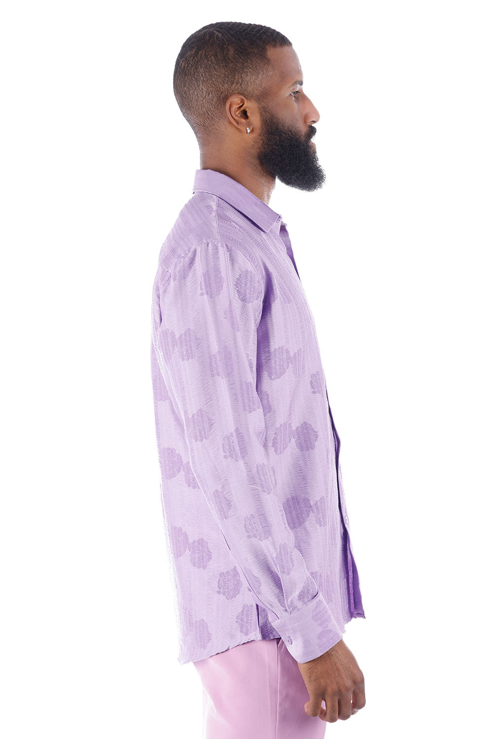 BARABAS Men's Floral Rose Button Down Long Sleeve Shirt 4B31 Lilac