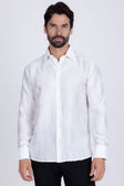 Barabas Men's Floral Rose Button Down Long Sleeve Shirt 4B31 #Color_White