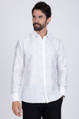 Barabas Men's Floral Rose Button Down Long Sleeve Shirt 4B31 #Color_White