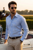Barabas Men's Floral Rose Button Down Long Sleeve Shirt 4B31 #Color_Blue