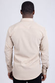 BARABAS Men's Solid Color Casual Button Down Long Sleeve Shirt 4B33 #Color_Beige