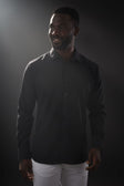 BARABAS Men's Solid Color Casual Button Down Long Sleeve Shirt 4B33 #Color_Black