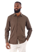 BARABAS Men's Solid Color Casual Button Down Long Sleeve Shirt 4B33 #Color_Nutshell
