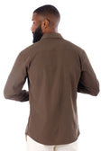 BARABAS Men's Solid Color Casual Button Down Long Sleeve Shirt 4B33 #Color_Nutshell