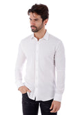BARABAS Men's Solid Color Casual Button Down Long Sleeve Shirt 4B33 #Color_White
