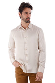 BARABAS Men's Textured Stretch Button Down Long Sleeve Shirt 4B34 #Color_Beige