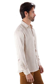 BARABAS Men's Textured Stretch Button Down Long Sleeve Shirt 4B34 #Color_Beige