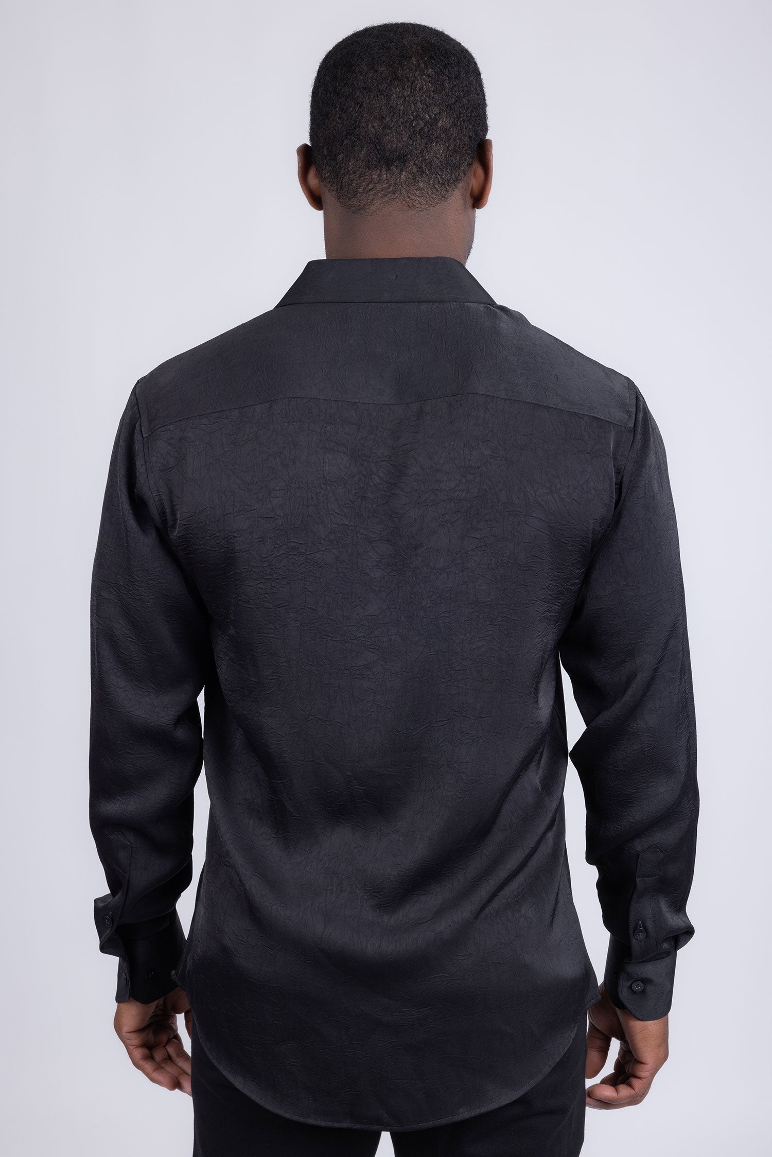 BARABAS Men's Textured Stretch Button Down Long Sleeve Shirt 4B34 Black