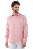 BARABAS Men's Textured Stretch Button Down Long Sleeve Shirt 4B34 #Color_Pink