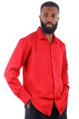BARABAS Men's Textured Stretch Button Down Long Sleeve Shirt 4B34 #Color_Red