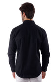 BARABAS Men's Linen Lightweight Button Down Long Sleeve Shirt 4B37 #Color_Black