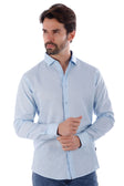 BARABAS Men's Linen Lightweight Button Down Long Sleeve Shirt 4B37 #Color_Blue