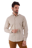 BARABAS Men's Linen Lightweight Button Down Long Sleeve Shirt 4B37 #Color_Khaki