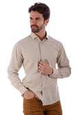 BARABAS Men's Linen Lightweight Button Down Long Sleeve Shirt 4B37 #Color_Khaki