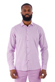 BARABAS Men's Linen Lightweight Button Down Long Sleeve Shirt 4B37 #Color_Lavender