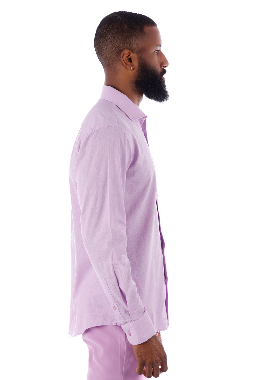 BARABAS Men's Linen Lightweight Button Down Long Sleeve Shirt 4B37 Lavender