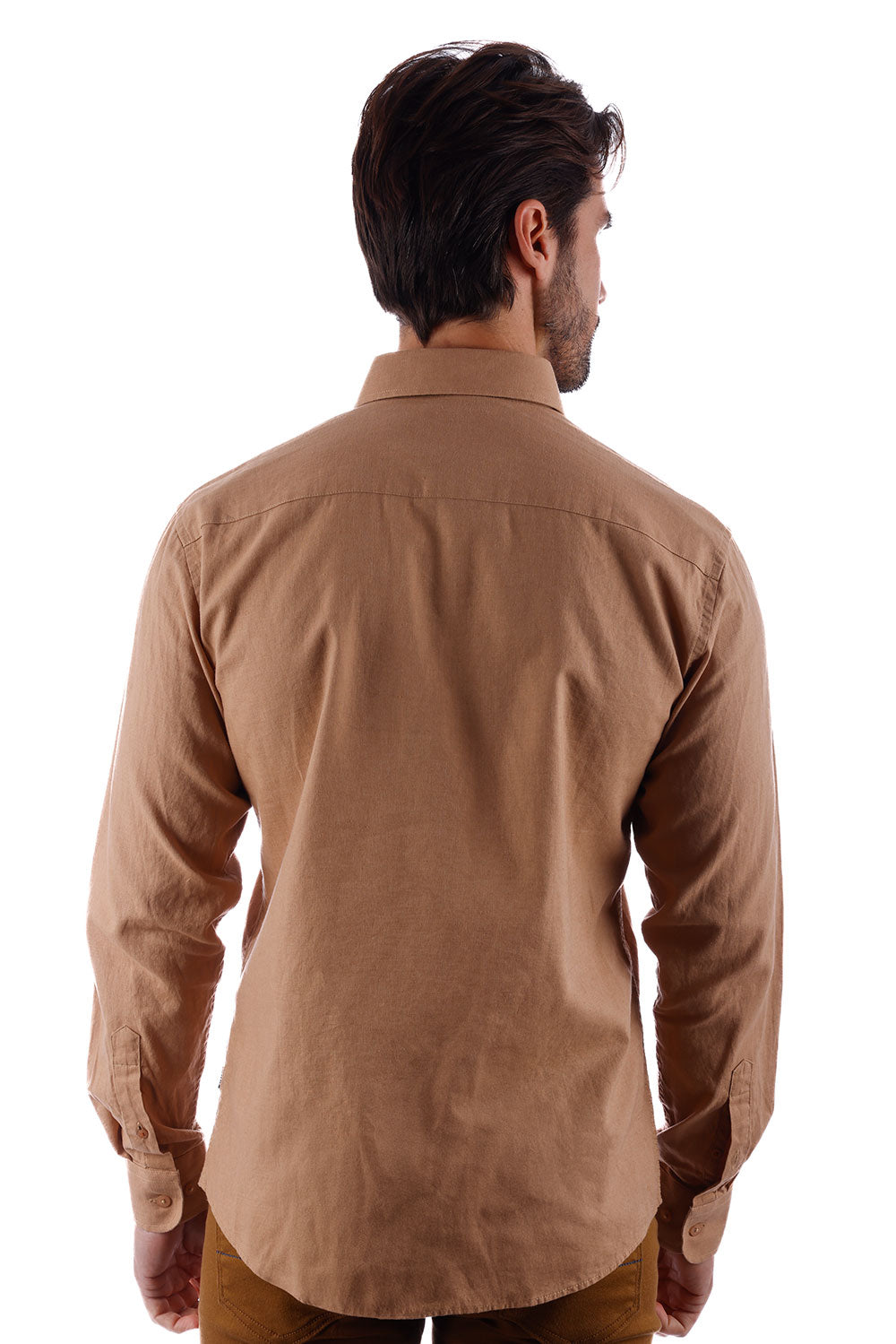 BARABAS Men's Linen Lightweight Button Down Long Sleeve Shirt 4B37 Mocha