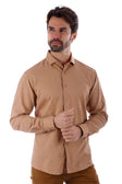 BARABAS Men's Linen Lightweight Button Down Long Sleeve Shirt 4B37 #Color_Mocha