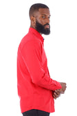BARABAS Men's Linen Lightweight Button Down Long Sleeve Shirt 4B37 #Color_Red