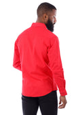 BARABAS Men's Linen Lightweight Button Down Long Sleeve Shirt 4B37 #Color_Red