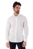 BARABAS Men's Linen Lightweight Button Down Long Sleeve Shirt 4B37 #Color_White
