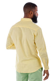BARABAS Men's Linen Lightweight Button Down Long Sleeve Shirt 4B37 #Color_Yellow