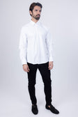 BARABAS Men's Metallic Button Down Long Sleeve Shiny Shirt 4B38 #Color_White