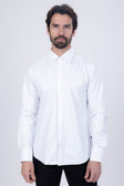 BARABAS Men's Metallic Button Down Long Sleeve Shiny Shirt 4B38 #Color_White
