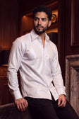 BARABAS Men's Metallic Button Down Long Sleeve Shiny Shirt 4B38 #Color_White