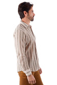 BARABAS Men's Knitted Fabric Button Down Long Sleeve Shirt 4B42 #Color_Beige Green