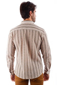 BARABAS Men's Knitted Fabric Button Down Long Sleeve Shirt 4B42 #Color_Beige Green