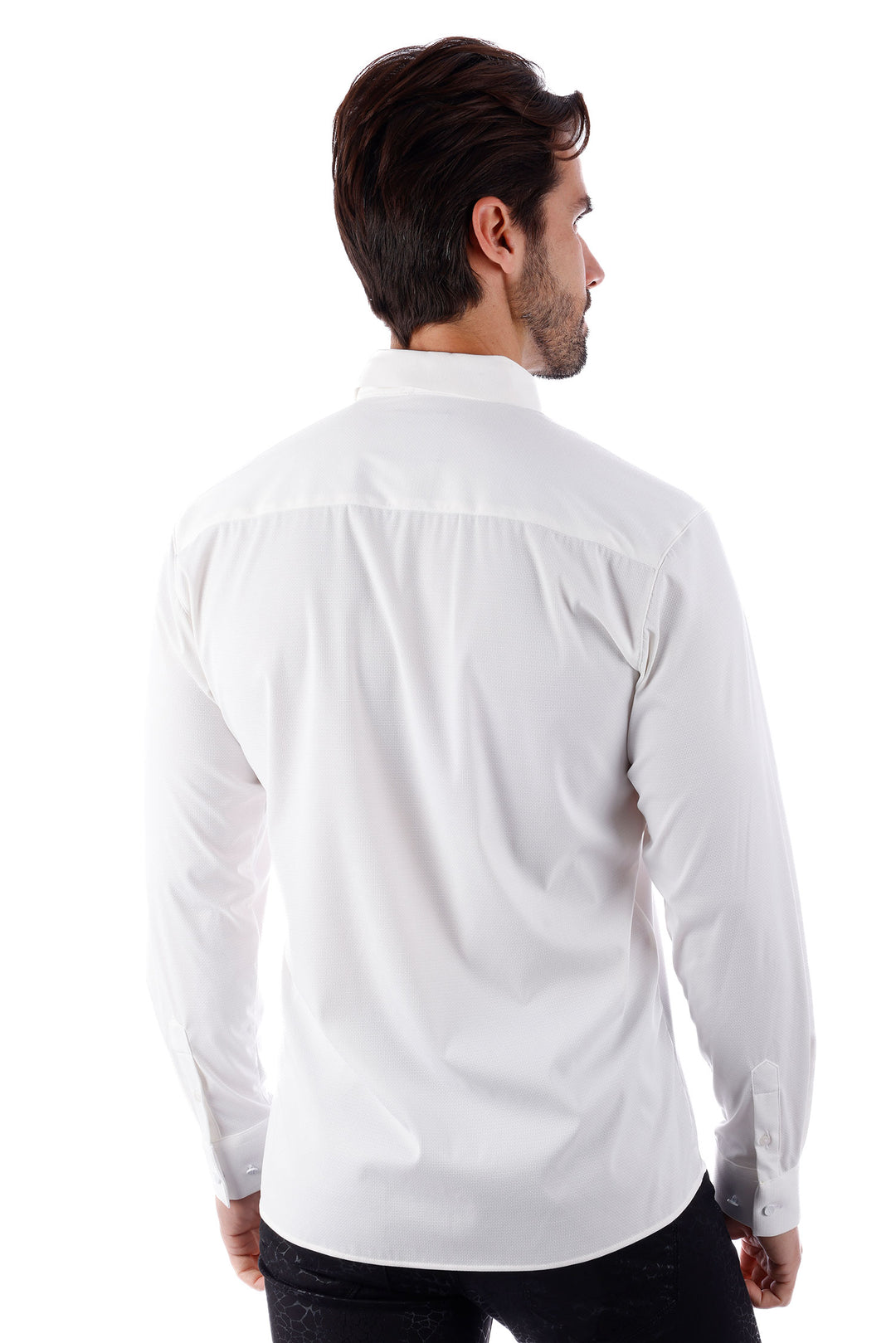 Barabas Men's Slim-fit Stretch Button Down Long Sleeve Shirts 4B61 White