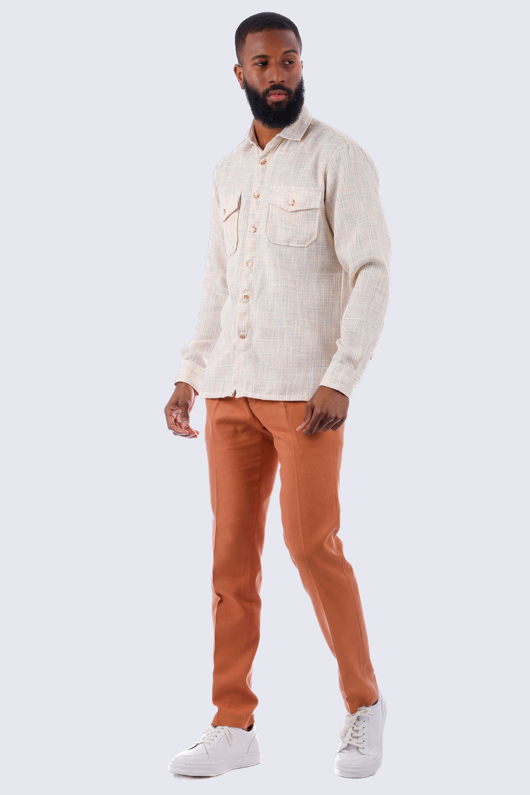 Barabas Men's Stretchy See-through Wool Long Sleeve Shirts 4B72 Cream