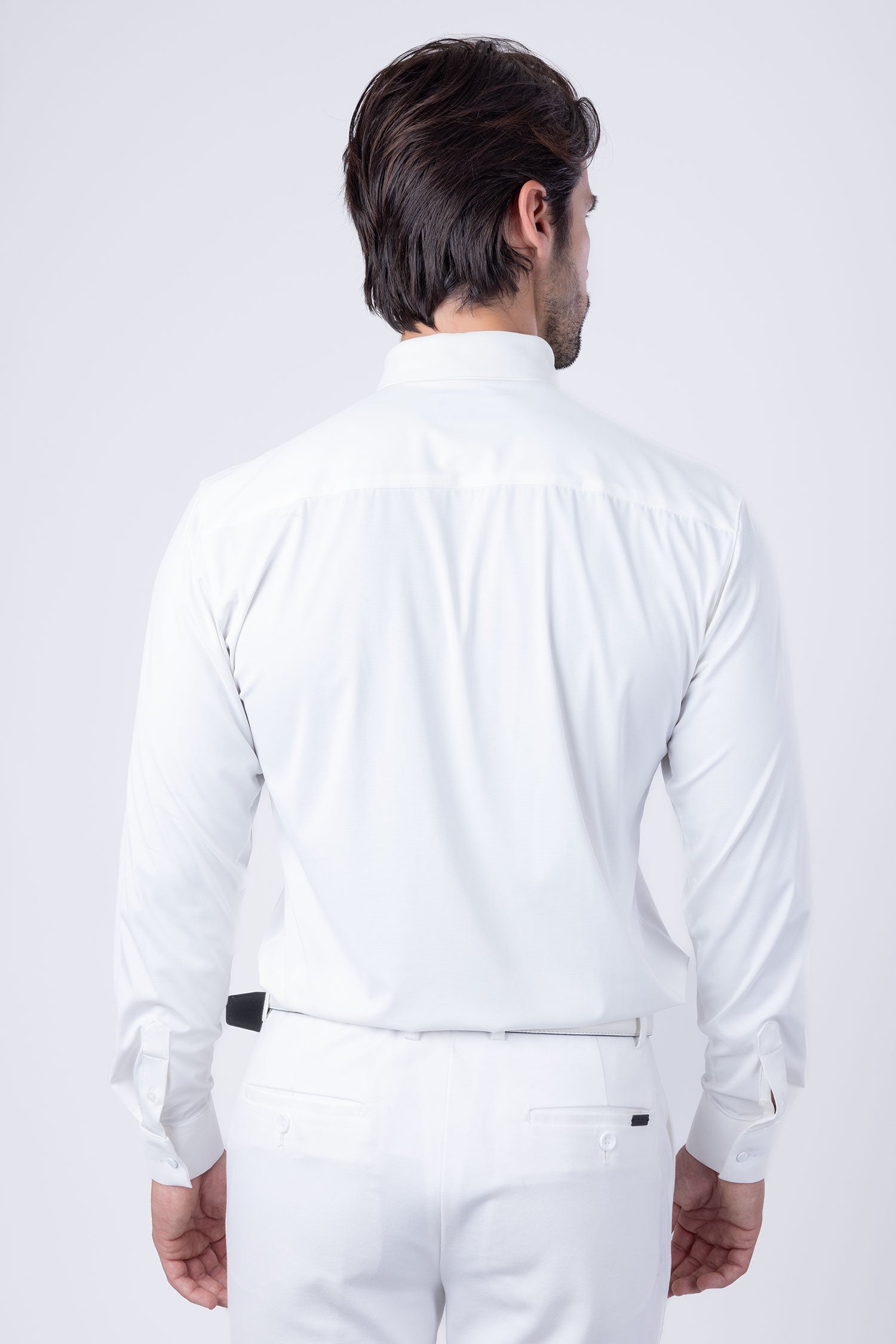 Barabas Men's Strechy Solid Color Button Down Long Sleeve Shirts 4B76 White