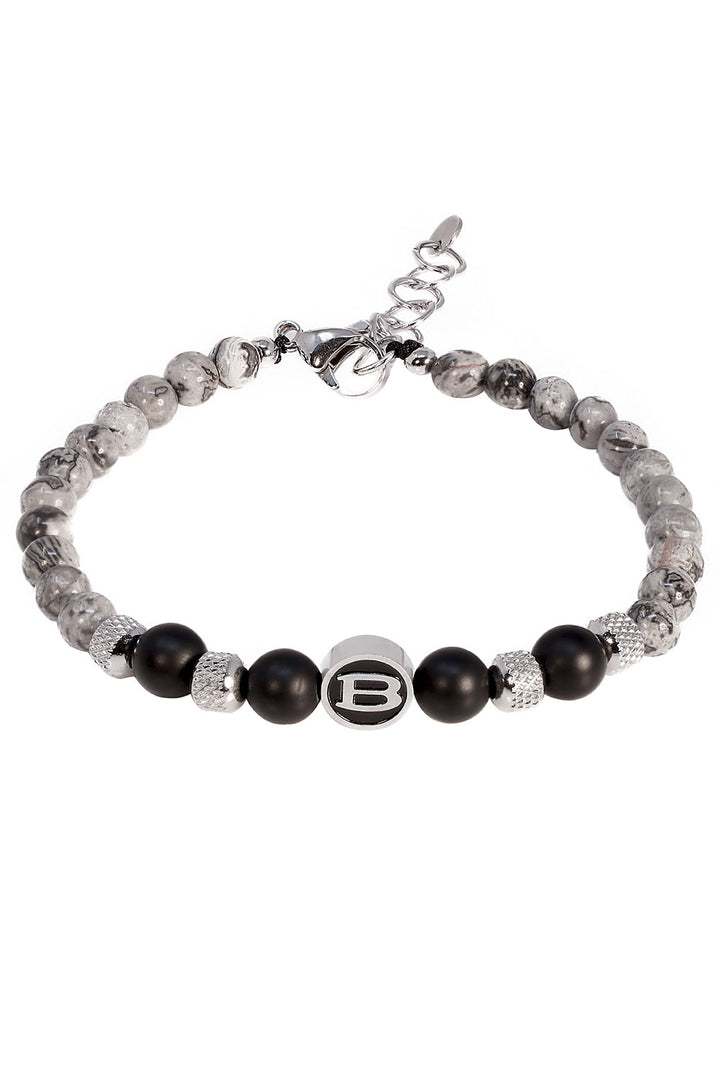 Barabas Unisex Natural Gemstones Obsidian Bangle Bracelets 4BB04 Grey