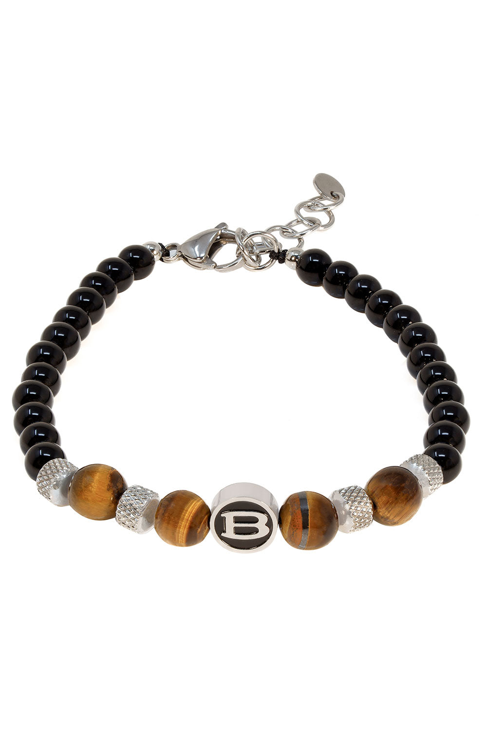 Barabas Unisex Obsidian and Woodgrain Jasper Beaded Bracelets 4BB10 Black