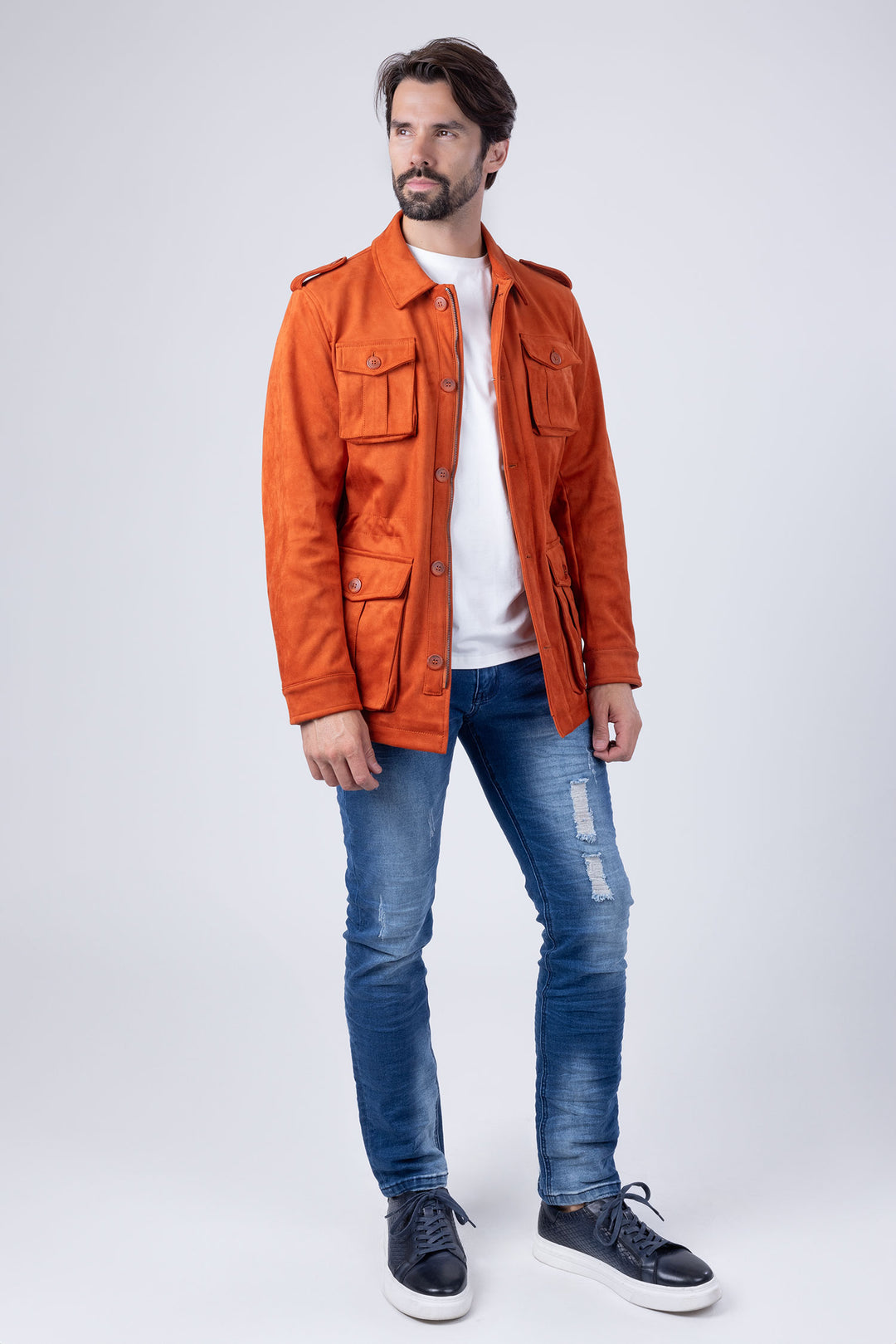 Barabas Men's Velvet 4-Pocket Winter Bomber Jacket 4BH86 Orange