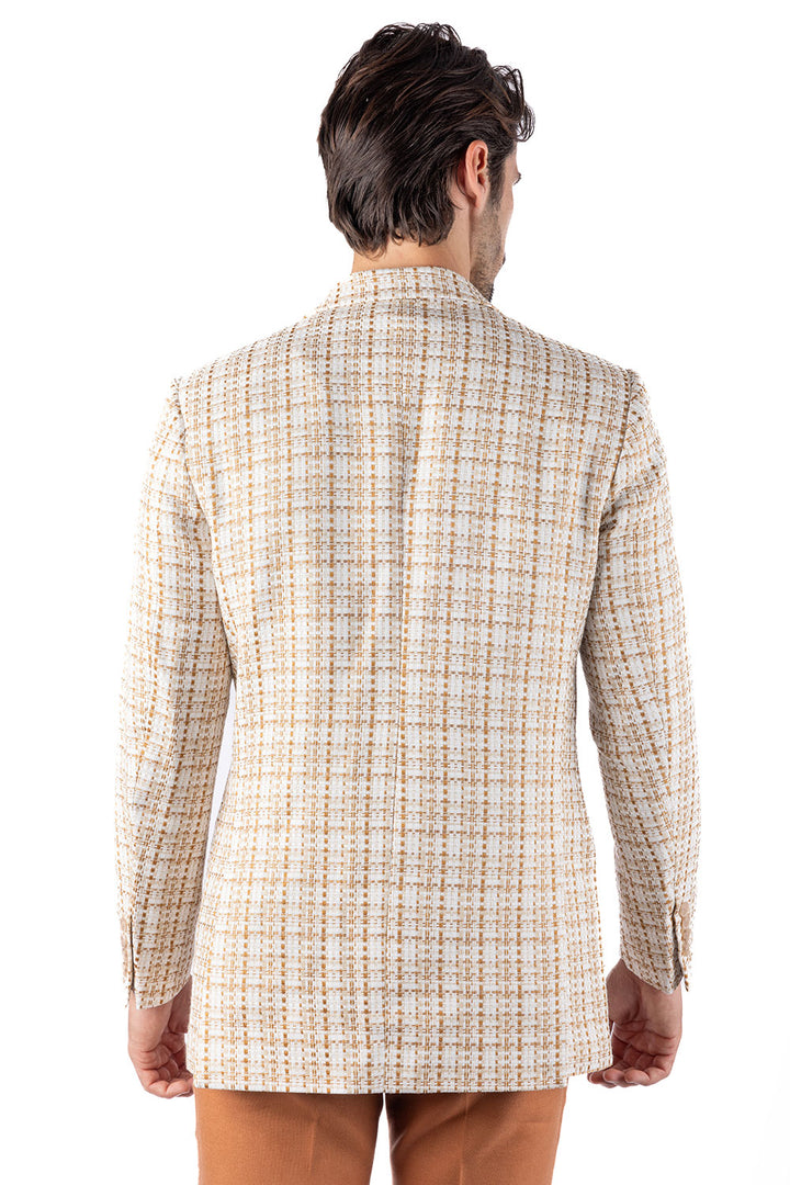 Barabas Men's Weave Pattern Premium Peak Lapel Blazer 4BL24 Camel