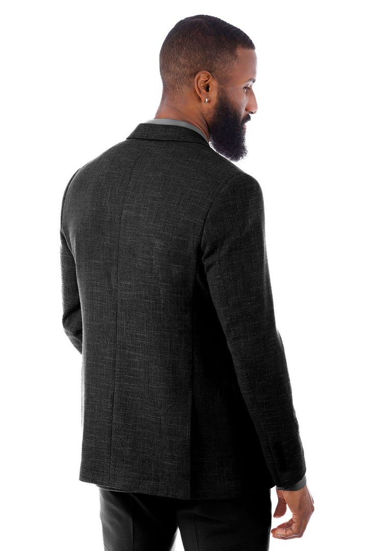 Barabas Men's Classic Tweed Pattern Notch Lapel Blazer 4BL30 Black