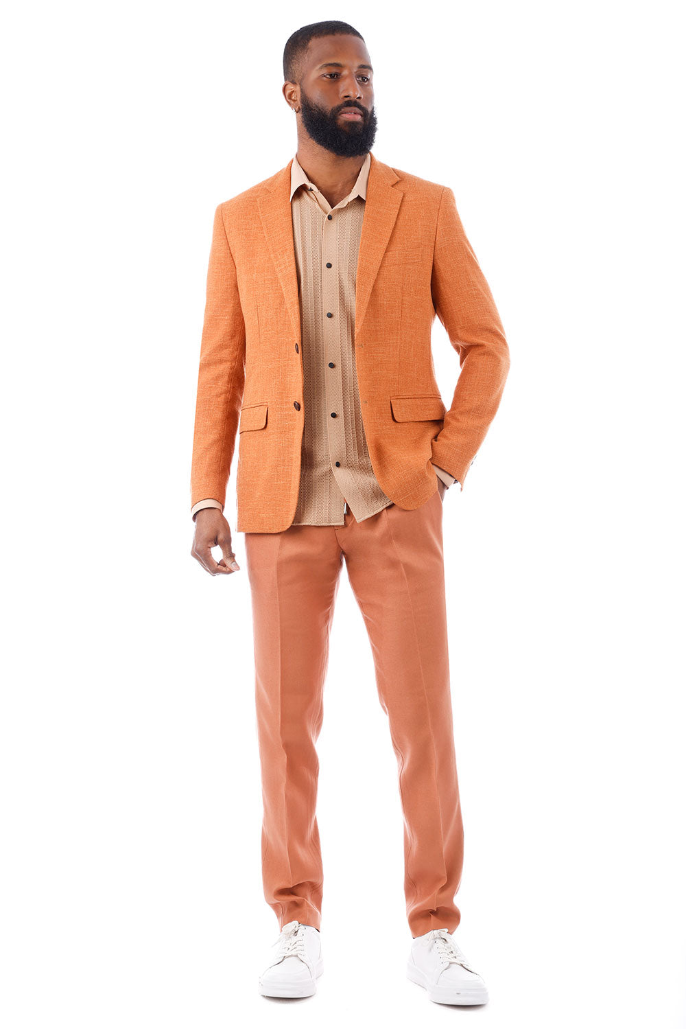 Barabas Men's Classic Tweed Pattern Notch Lapel Blazer 4BL30 Caramel