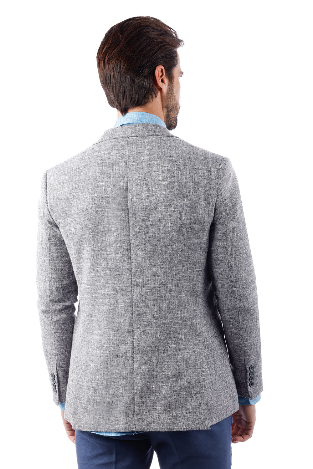 Barabas Men's Classic Tweed Pattern Notch Lapel Blazer 4BL30 Grey