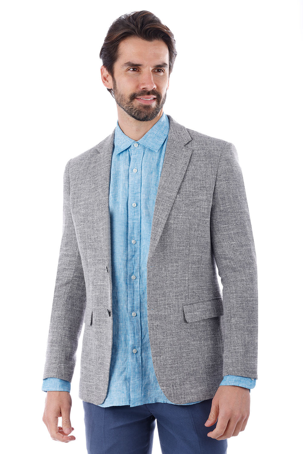 Barabas Men's Classic Tweed Pattern Notch Lapel Blazer 4BL30 Grey